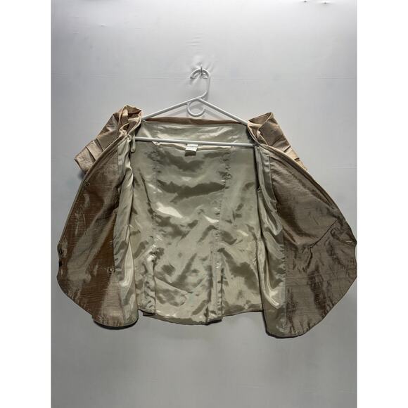 VINTAGE Watters 100% Silk Champagne Off Shoulder Pleated Peplum Blouse Top - Picture 8 of 13